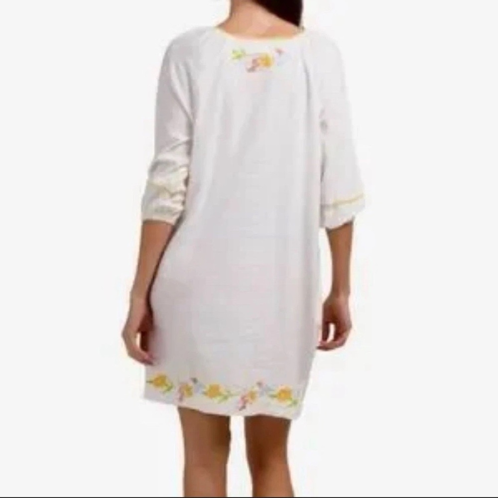 Calypso St. Barth Linen Blend White Embroidered Short Shift Dress - M - Picture 2 of 9